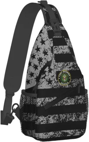 Army Fort Benning Army Base Georgia Sling Bag for Men, Small Crossbody Sling Bags, Mini Water Resistant Shoulder Daypack for Travel, Anti Thief Chest Bag for Hiking