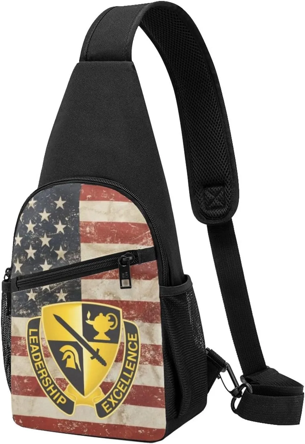 Army ROTC Cadet Command Unit Crest Sling Bag Crossbody Backpack Shoulder Casual Daypack Bags for Men