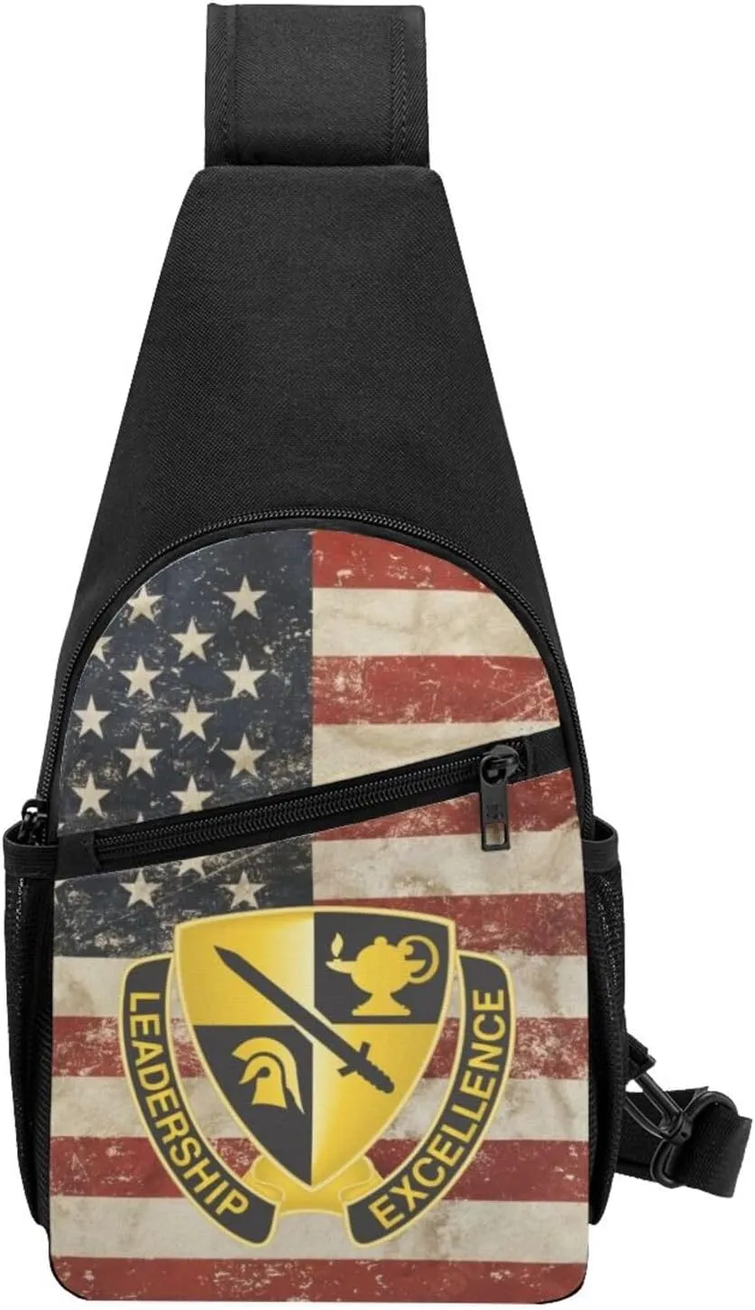 Army ROTC Cadet Command Unit Crest Sling Bag Crossbody Backpack Shoulder Casual Daypack Bags for Men