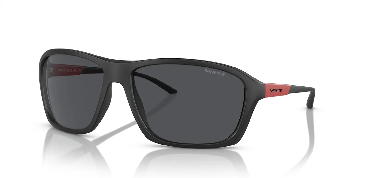 ARNETTE Man Sunglasses Matte Black Frame, Dark Grey Lenses, 63MM