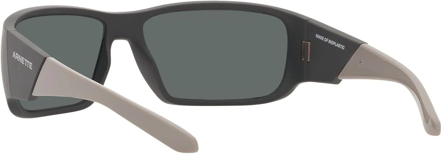 ARNETTE Man Sunglasses Matte Black Frame, Dark Grey Lenses, 64MM