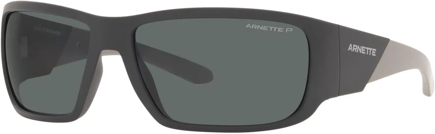 ARNETTE Man Sunglasses Matte Black Frame, Dark Grey Lenses, 64MM