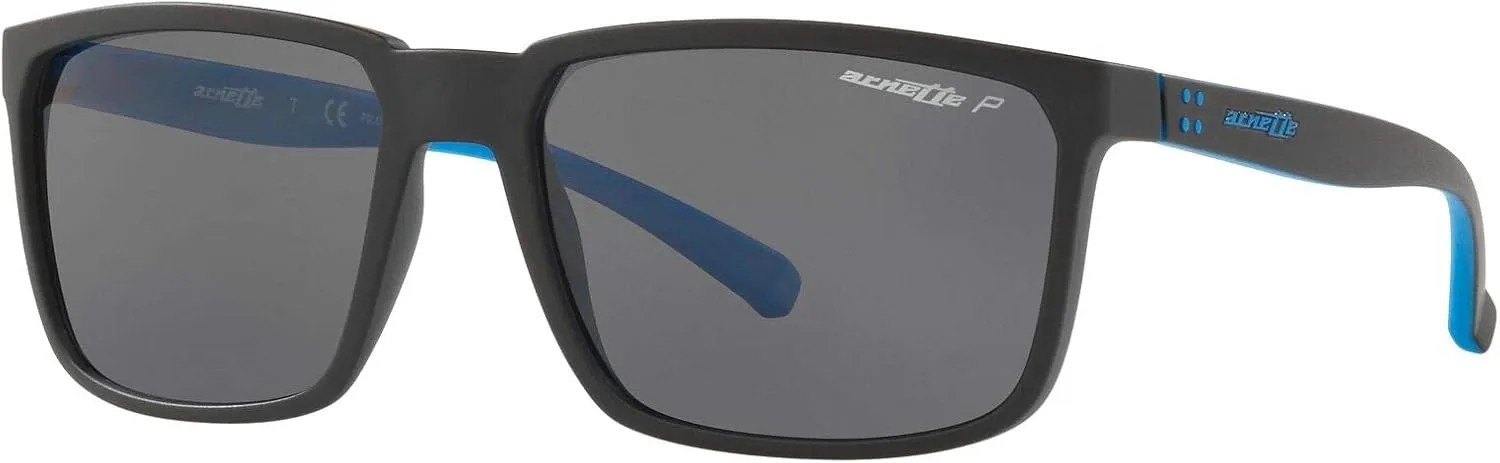 ARNETTE Man Sunglasses Matte Black Frame, Polarized Dark Grey Lenses, 58MM