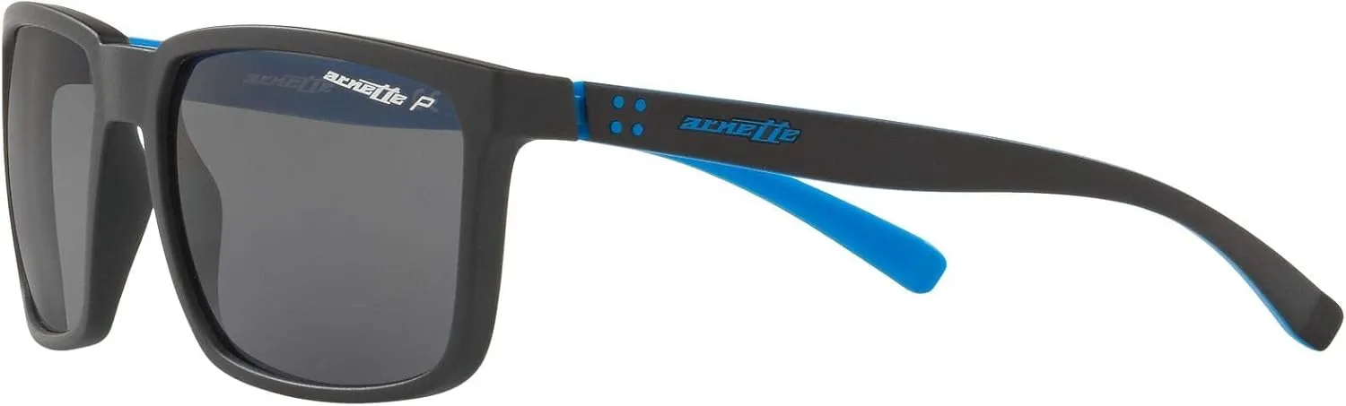 ARNETTE Man Sunglasses Matte Black Frame, Polarized Dark Grey Lenses, 58MM