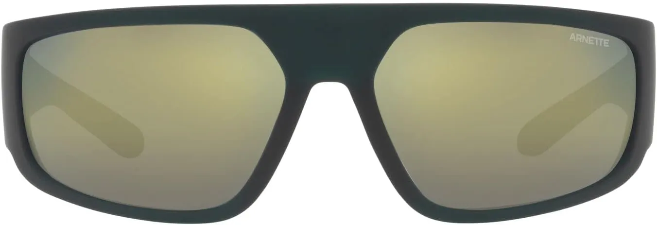 Arnette Men's AN4304 Heist 3.0 Rectangular Sunglasses, Matte Green/Mirrored Green, 63 mm