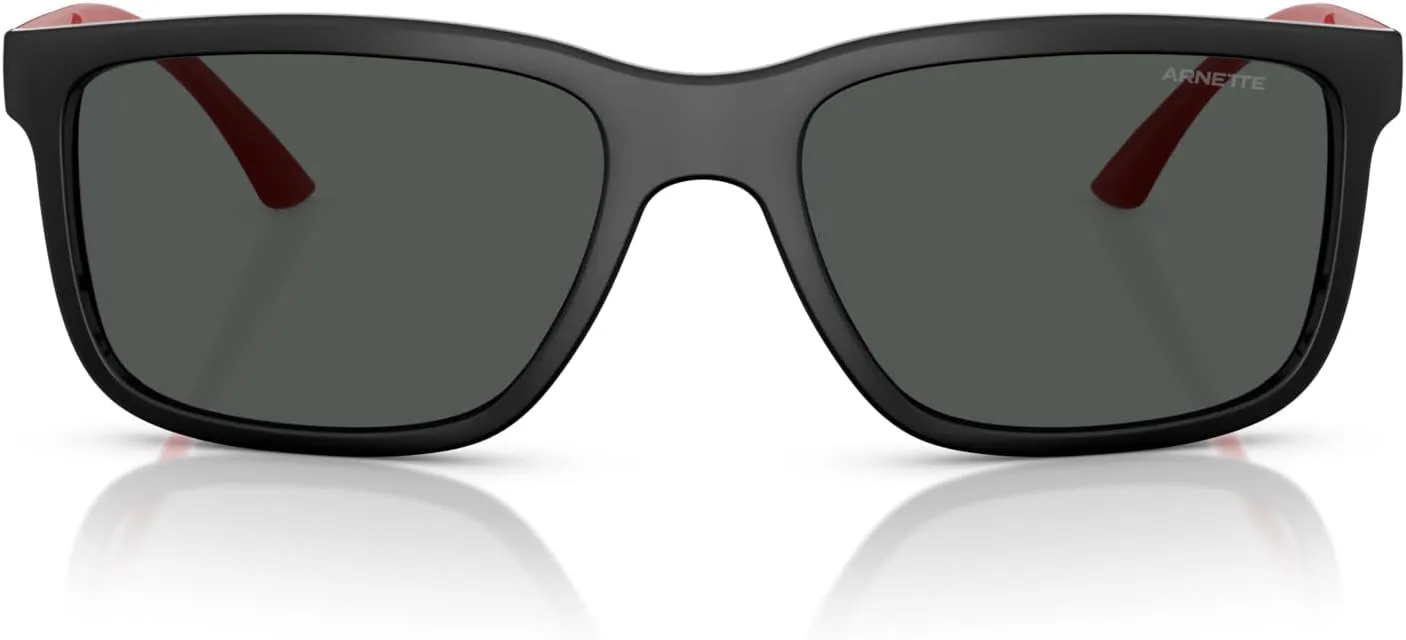 Arnette Men's AN4359 Headlight Rectangular Sunglasses, Black Matte/Shiny/Dark Grey, 57 mm