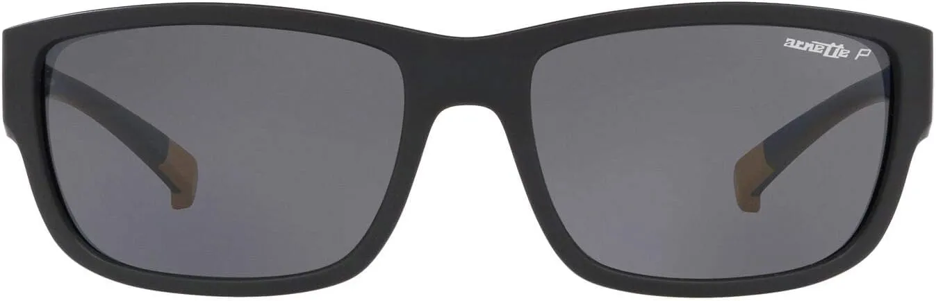 ARNETTE Unisex Sunglasses Matte Black Frame, Polarized Dark Grey Lenses, 62MM