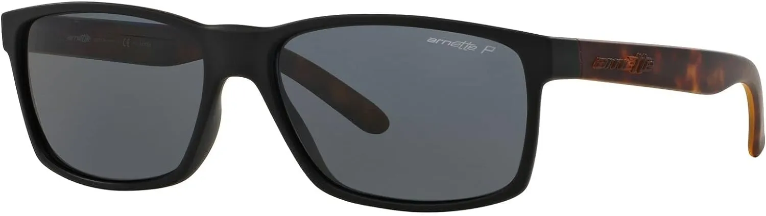 ARNETTE Unisex Sunglasses Rubber Black Frame, Polarized Dark Grey Lenses, 58MM