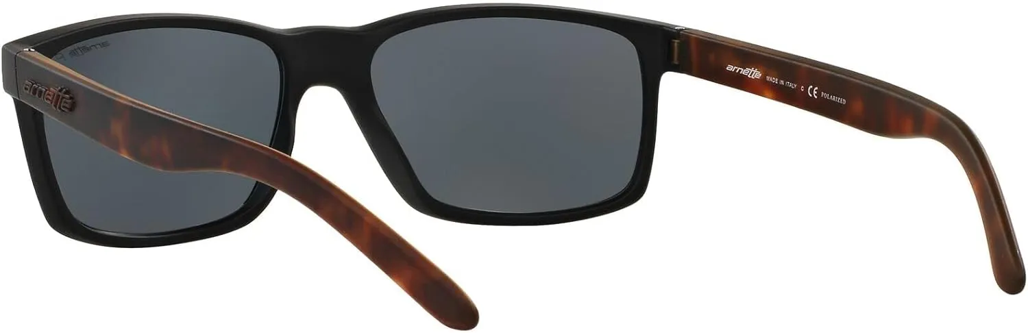 ARNETTE Unisex Sunglasses Rubber Black Frame, Polarized Dark Grey Lenses, 58MM