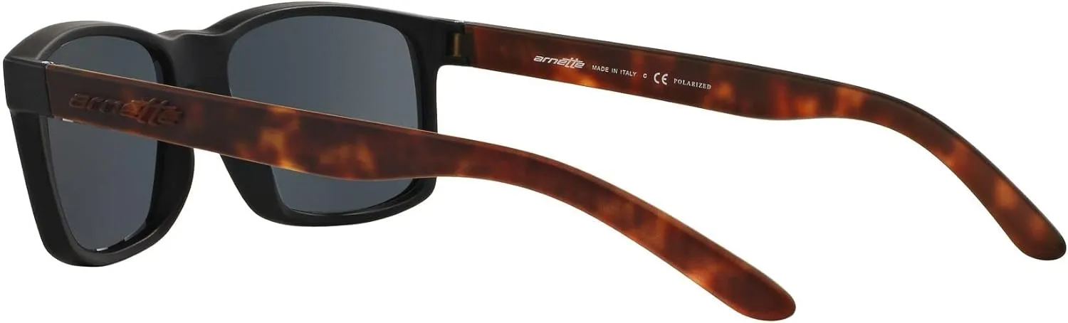 ARNETTE Unisex Sunglasses Rubber Black Frame, Polarized Dark Grey Lenses, 58MM