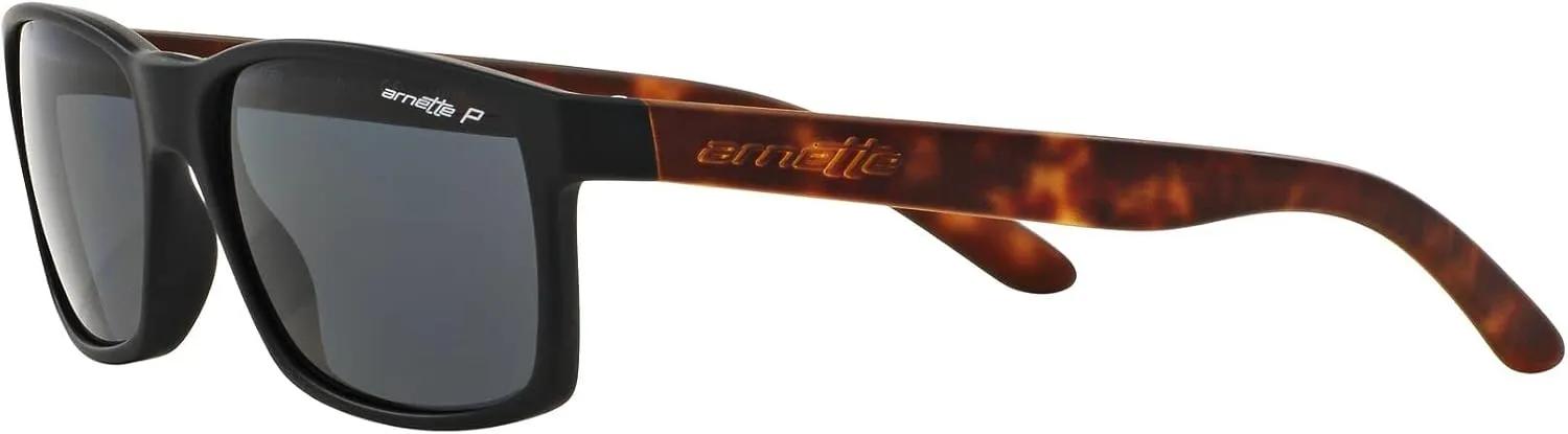 ARNETTE Unisex Sunglasses Rubber Black Frame, Polarized Dark Grey Lenses, 58MM