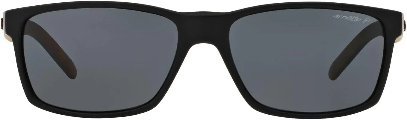 ARNETTE Unisex Sunglasses Rubber Black Frame, Polarized Dark Grey Lenses, 58MM