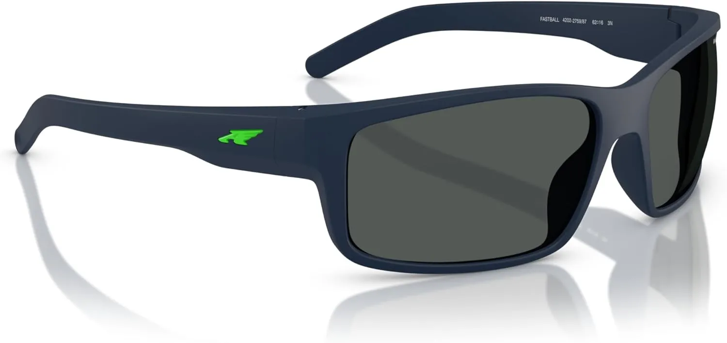 ARNETTE Unisex Sunglasses Shiny Black Frame, Polarized Dark Grey Lenses, 62MM