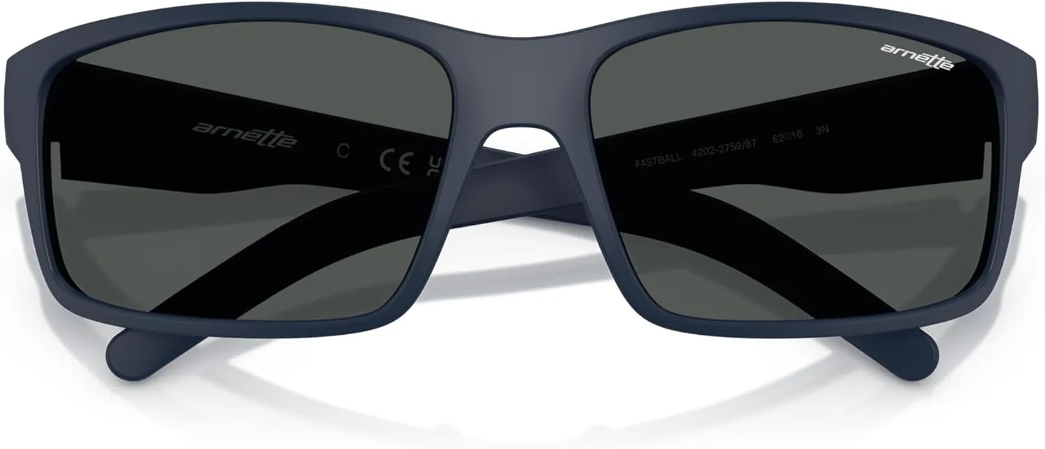 ARNETTE Unisex Sunglasses Shiny Black Frame, Polarized Dark Grey Lenses, 62MM