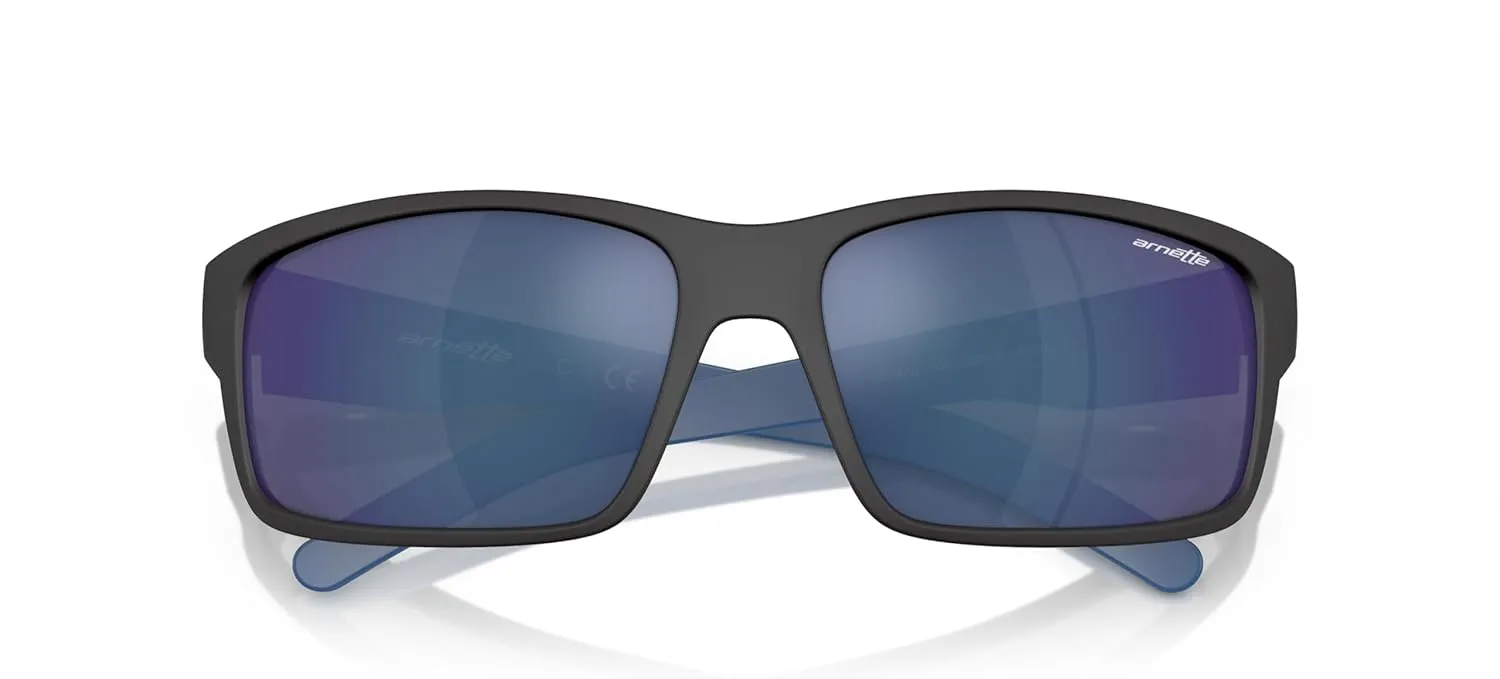 ARNETTE Unisex Sunglasses Shiny Black Frame, Polarized Dark Grey Lenses, 62MM