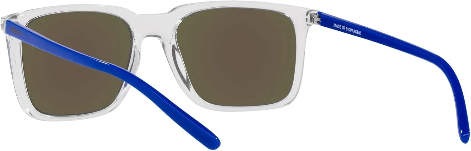 ARNETTE Unisex Sunglasses Transparent Grey Frame, Light Azure Mirror Teal Lenses, 56MM