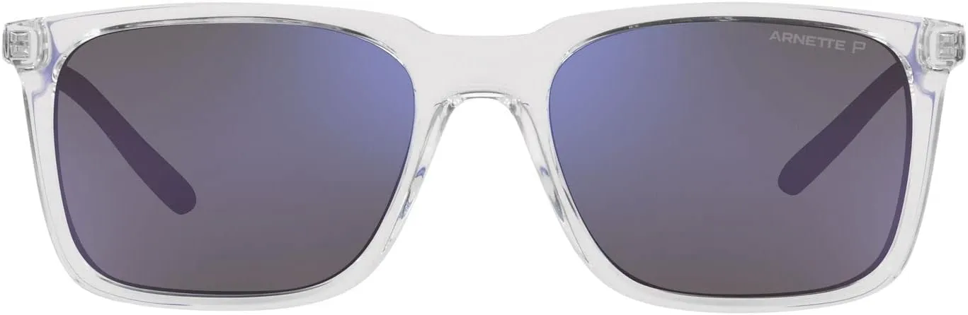 ARNETTE Unisex Sunglasses Transparent Grey Frame, Light Azure Mirror Teal Lenses, 56MM