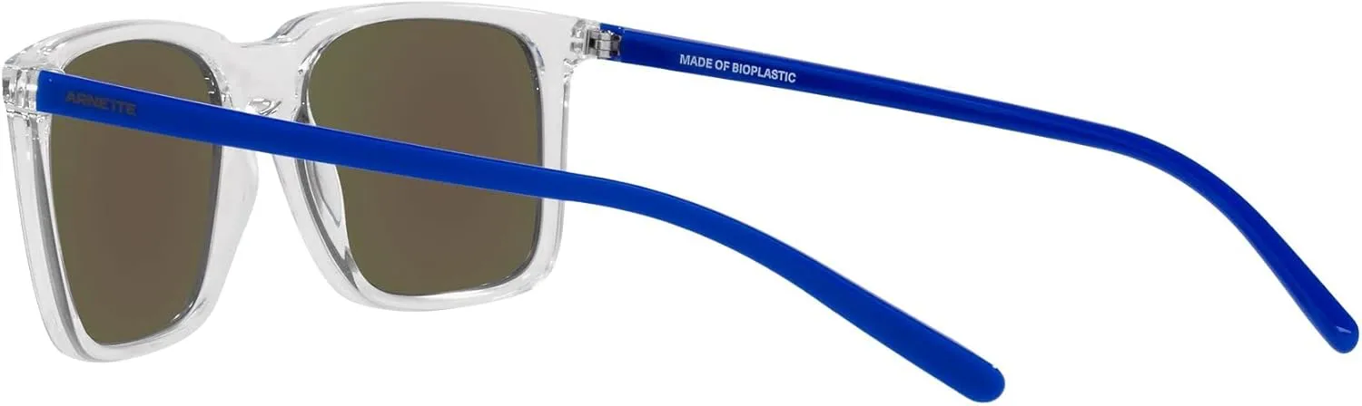 ARNETTE Unisex Sunglasses Transparent Grey Frame, Light Azure Mirror Teal Lenses, 56MM