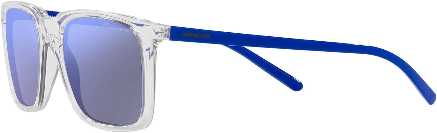 ARNETTE Unisex Sunglasses Transparent Grey Frame, Light Azure Mirror Teal Lenses, 56MM
