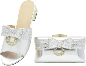 Art Deco Rhinestone Bridal Shoes Bag Combo African Wedding Italian Crafted Party Heels