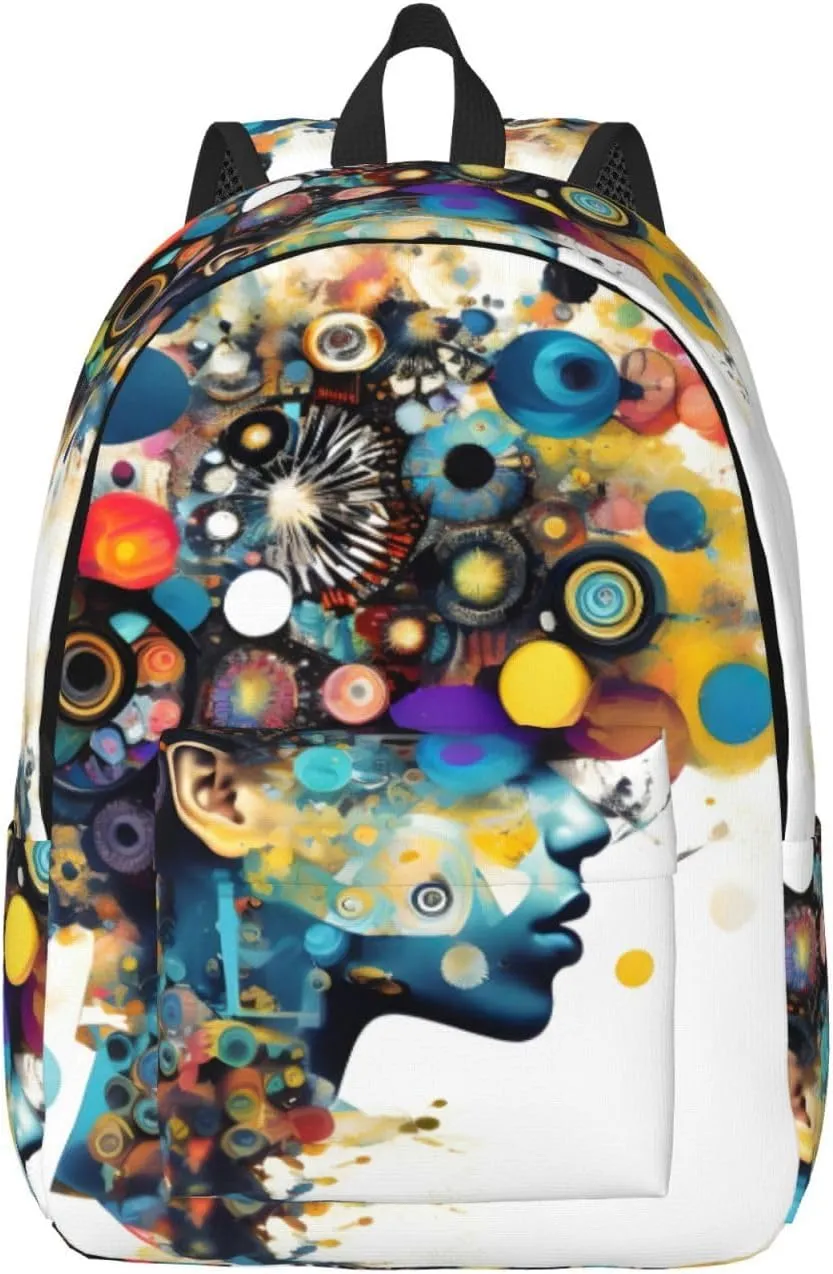 Artificial Intelligence Brain Print Canvas Backpack For Women Travel Backpack For Men College Casual Laptop Daypack