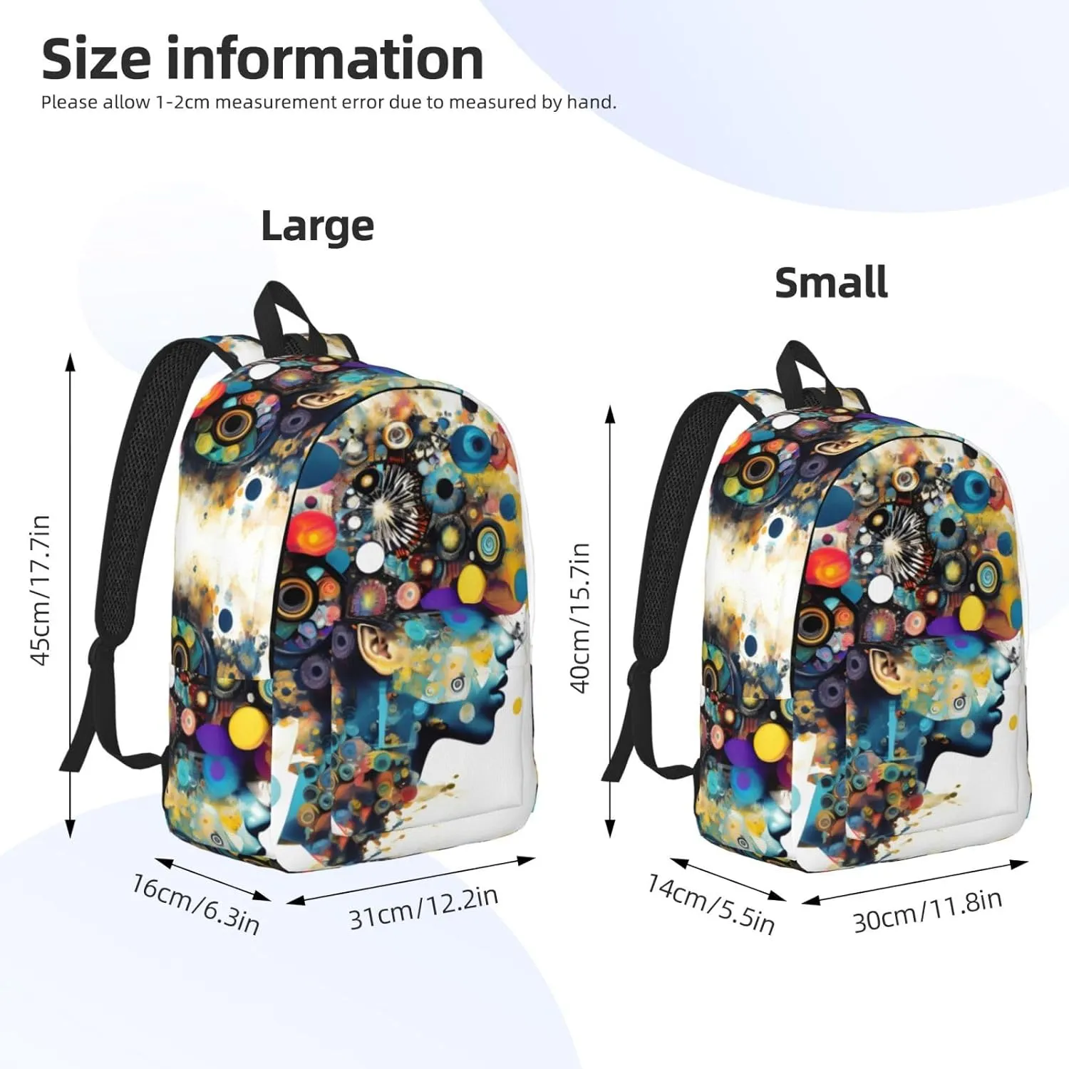 Artificial Intelligence Brain Print Canvas Backpack For Women Travel Backpack For Men College Casual Laptop Daypack