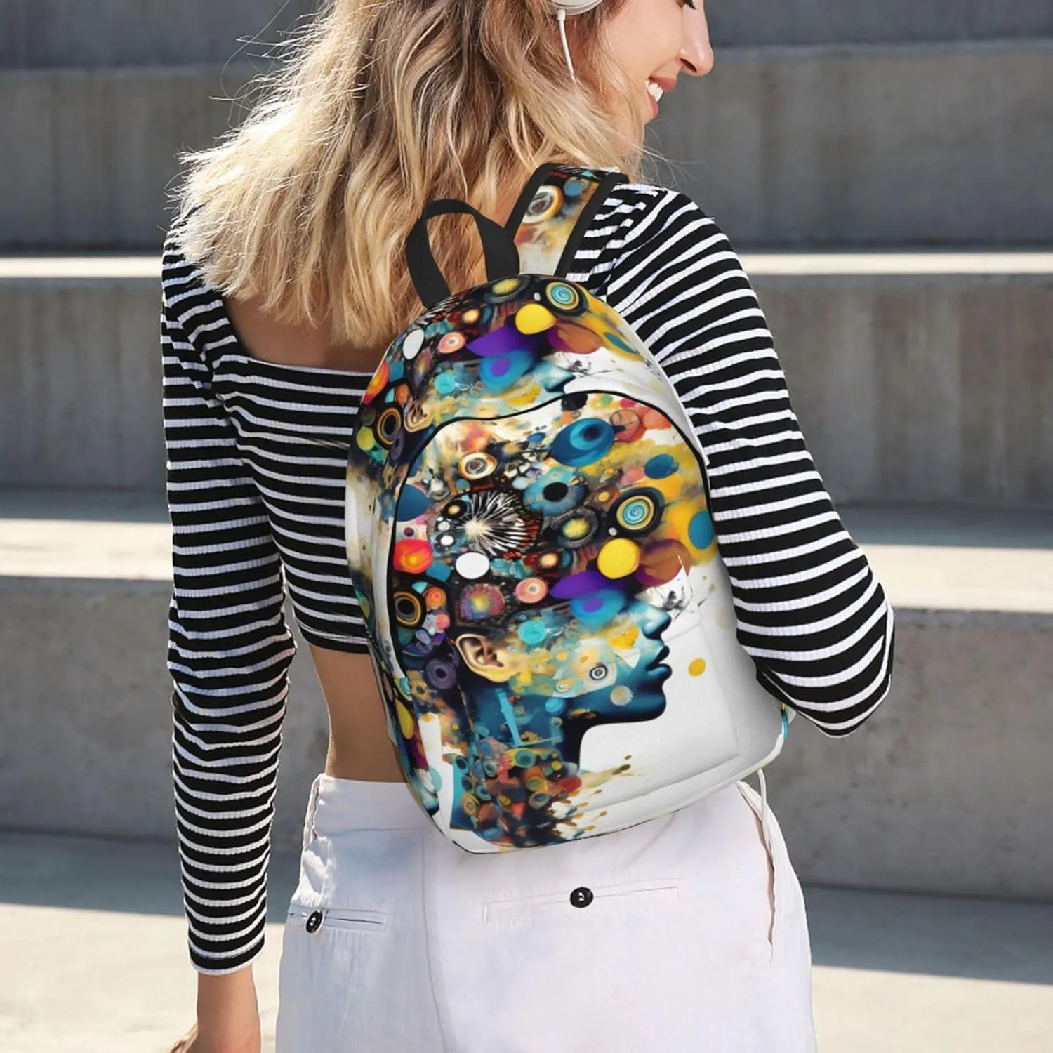 Artificial Intelligence Brain Print Canvas Backpack For Women Travel Backpack For Men College Casual Laptop Daypack