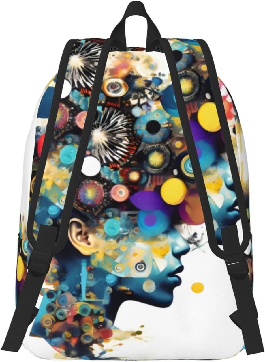 Artificial Intelligence Brain Print Canvas Backpack For Women Travel Backpack For Men College Casual Laptop Daypack