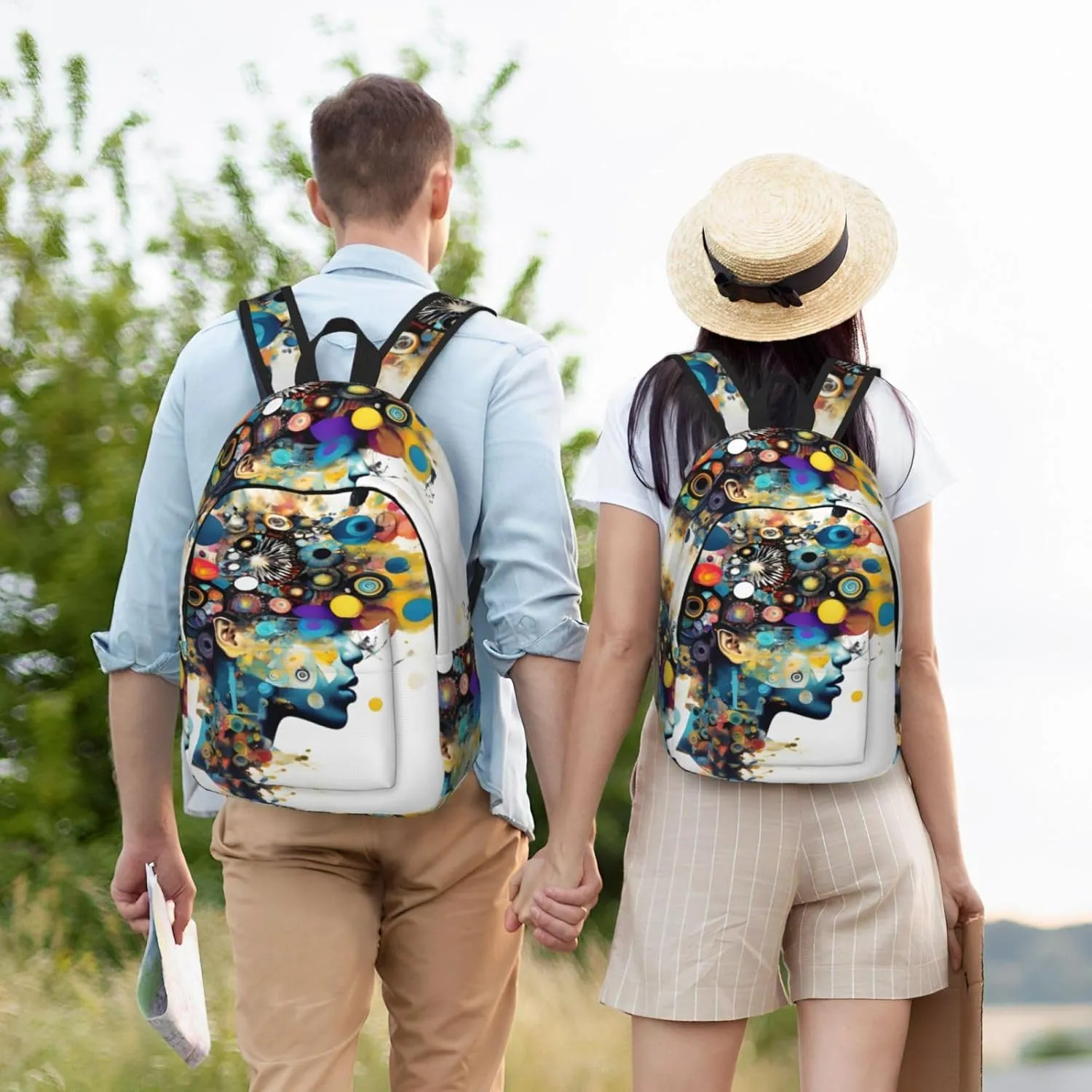 Artificial Intelligence Brain Print Canvas Backpack For Women Travel Backpack For Men College Casual Laptop Daypack