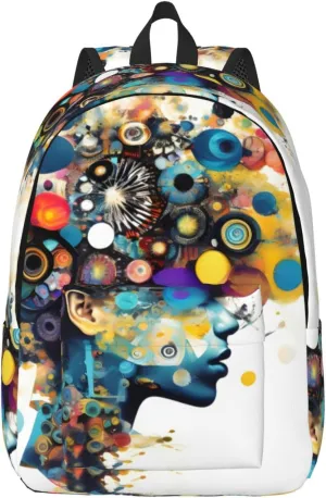 Artificial Intelligence Brain Print Canvas Backpack For Women Travel Backpack For Men College Casual Laptop Daypack