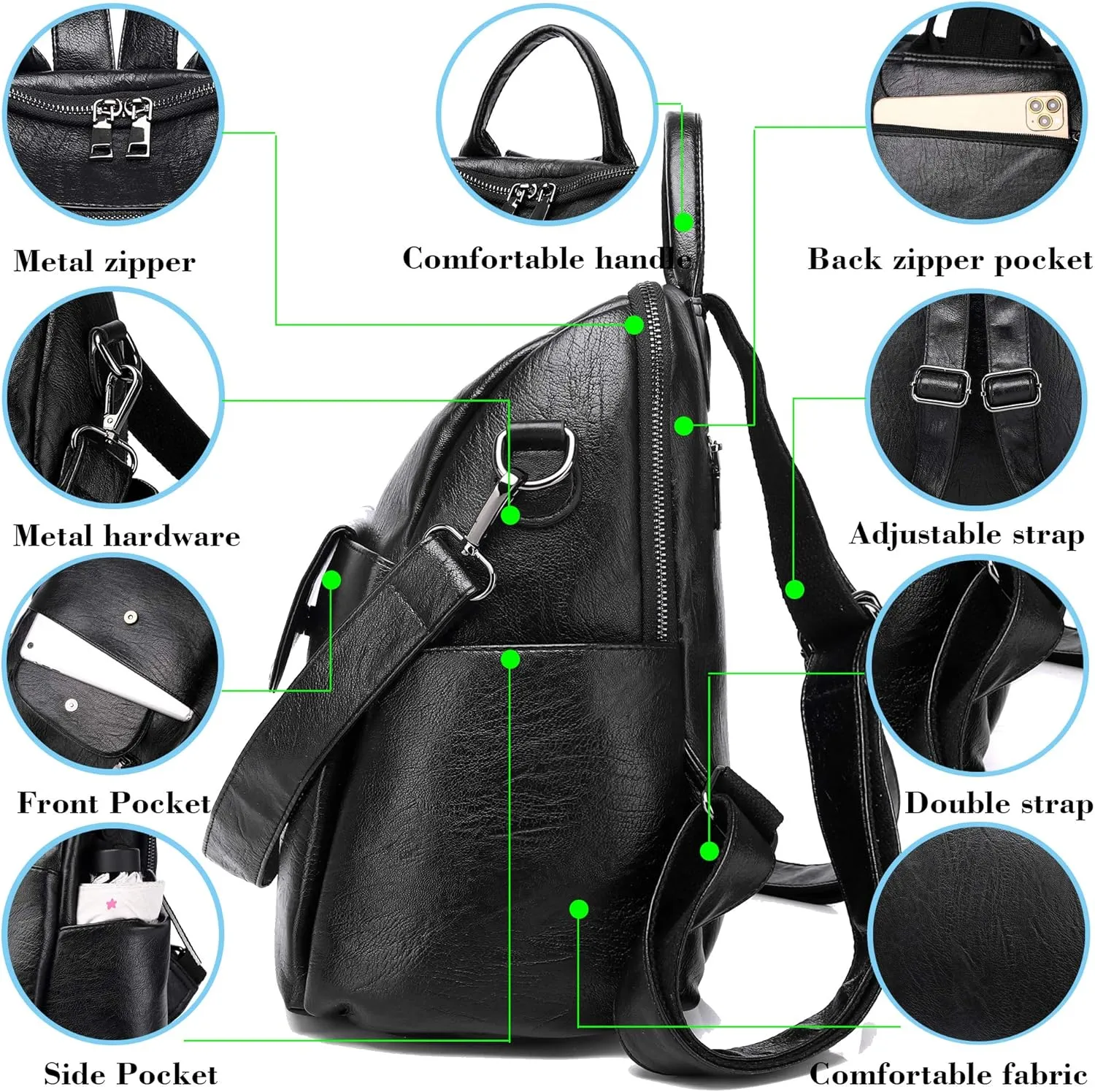 ASDSSRY Women Fashion Backpack Purse Waterproof Bookbags Travel Shopping Rucksack Convertible Ladies Shoulder Bag