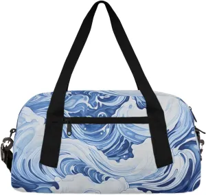 Asian Sea Waves Gym Bag Sea Waves Scenery Gym Bag Wet/Dry Bag With Extra Drawstring Backpack For Travelling To The Gym