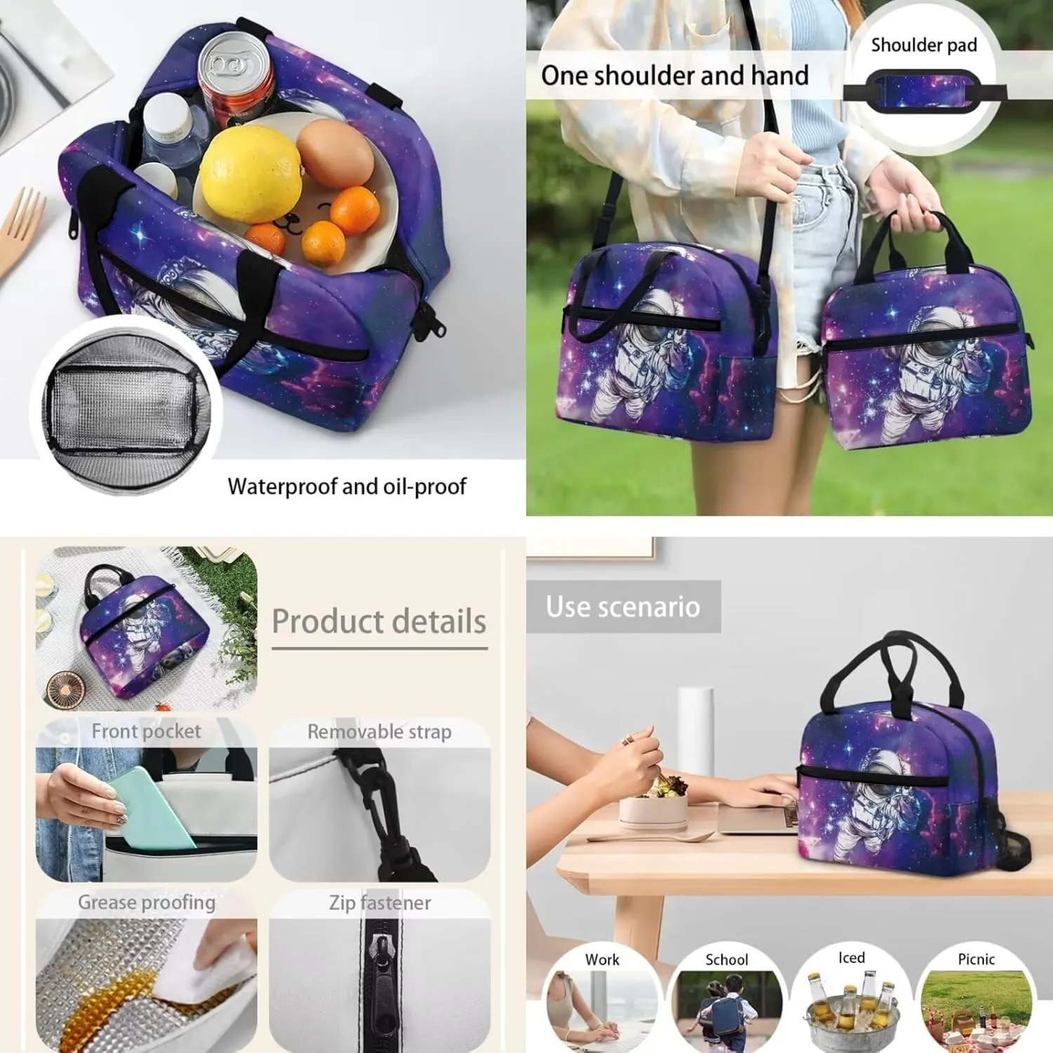 Astronaut Sloth School Backpack for Girls, Kids, Boys, Teens School Bags 17 inch Schoolbag Lunch Box Pen Bags 3 In 1 for Son Daughter Gift