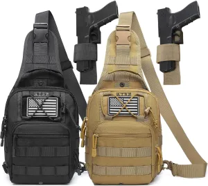 ATBP Small Tactical Sling Backpack Bag Holster One Over Shoulder Bag Pack Men With Universal Holster