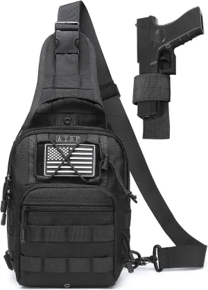 ATBP Small Tactical Sling Backpack Bag Holster One Over Shoulder Bag Pack Men With Universal Holster