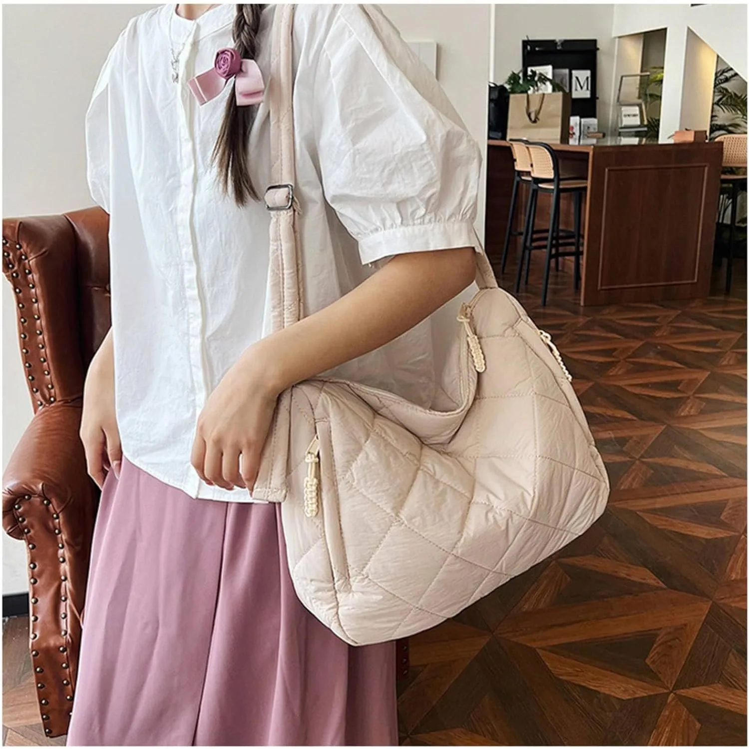 Autumn and winter new cotton-padded bag female minority Ring-girdle full shoulder oblique span bag large capacity