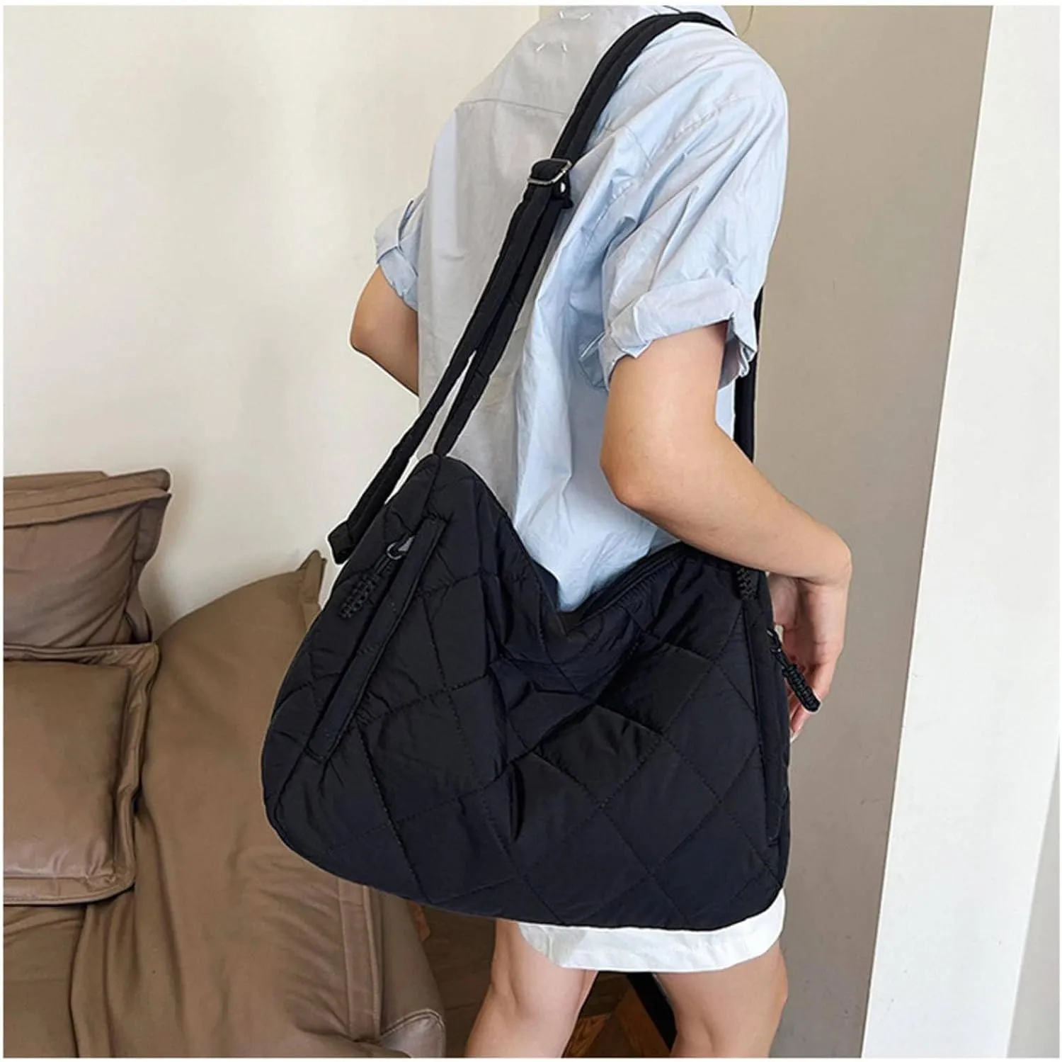 Autumn and winter new cotton-padded bag female minority Ring-girdle full shoulder oblique span bag large capacity