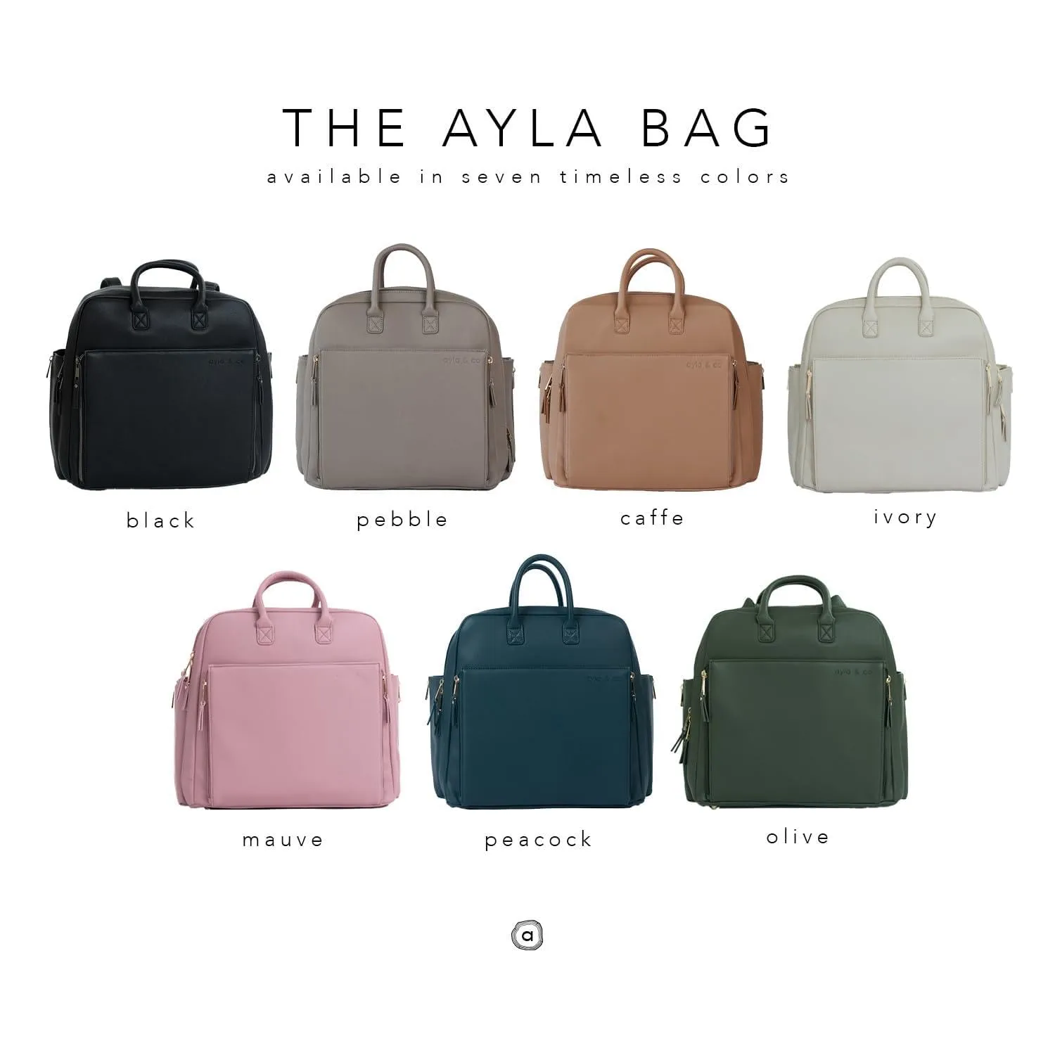 Ayla & Co Full-Size Diaper Bag Backpack, Baby Essentials Cross-Body Changing Bag for Baby Girl/Boy Convertible Straps Portable Tote Bag, Baby Changing Pad, Insulated Pockets & Pouch, Ivory