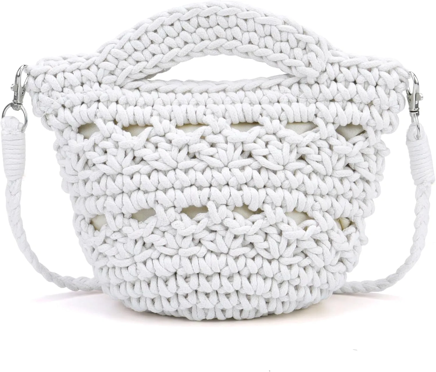 Ayliss Straw Crossbody Bag for Women Summer Knit Beach Bag Shoulder Handmade Crochet Crossbody Purse for Women Detachable