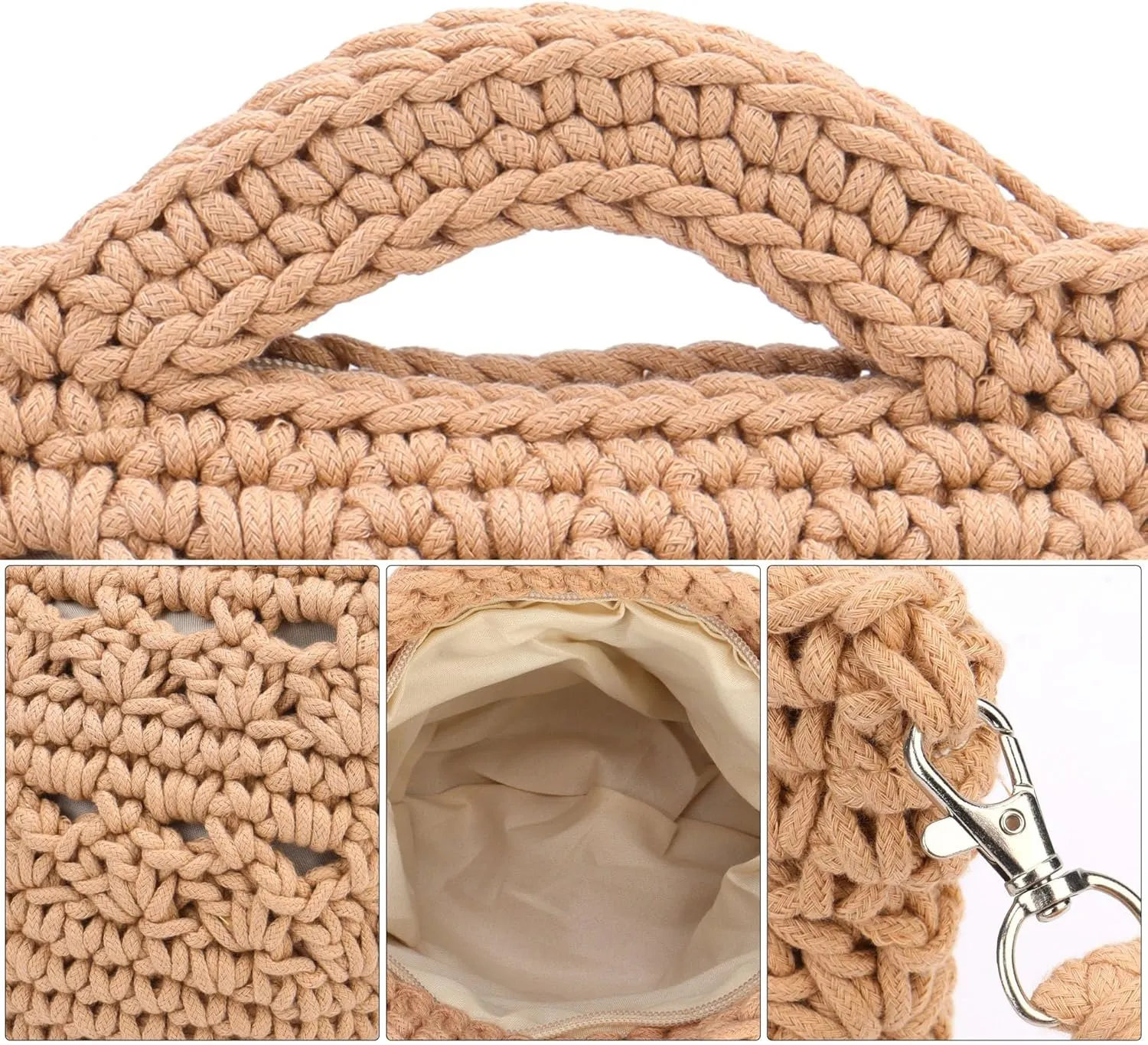 Ayliss Straw Crossbody Bag for Women Summer Knit Beach Bag Shoulder Handmade Crochet Crossbody Purse for Women Detachable