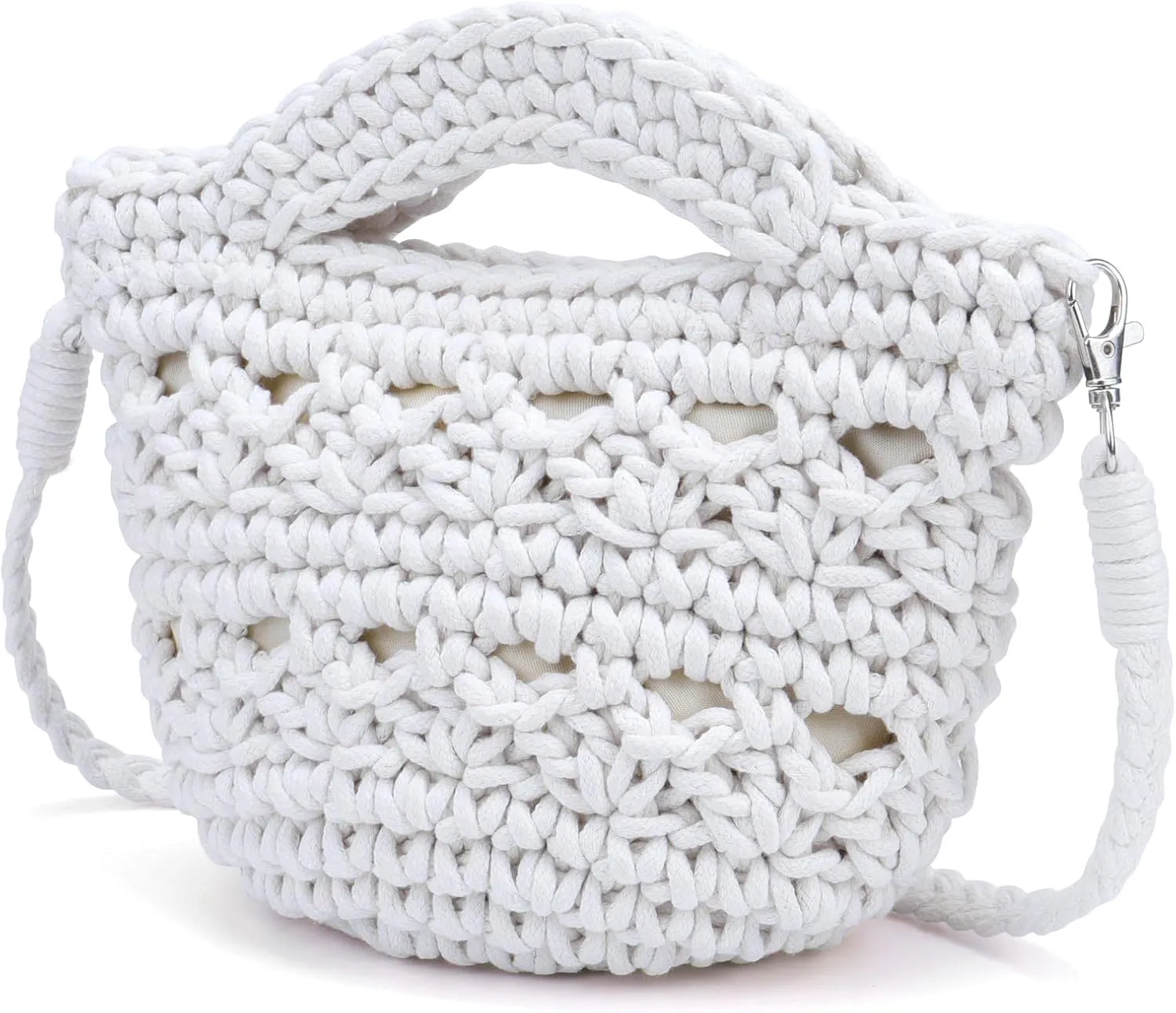 Ayliss Straw Crossbody Bag for Women Summer Knit Beach Bag Shoulder Handmade Crochet Crossbody Purse for Women Detachable