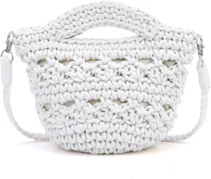 Ayliss Straw Crossbody Bag for Women Summer Knit Beach Bag Shoulder Handmade Crochet Crossbody Purse for Women Detachable