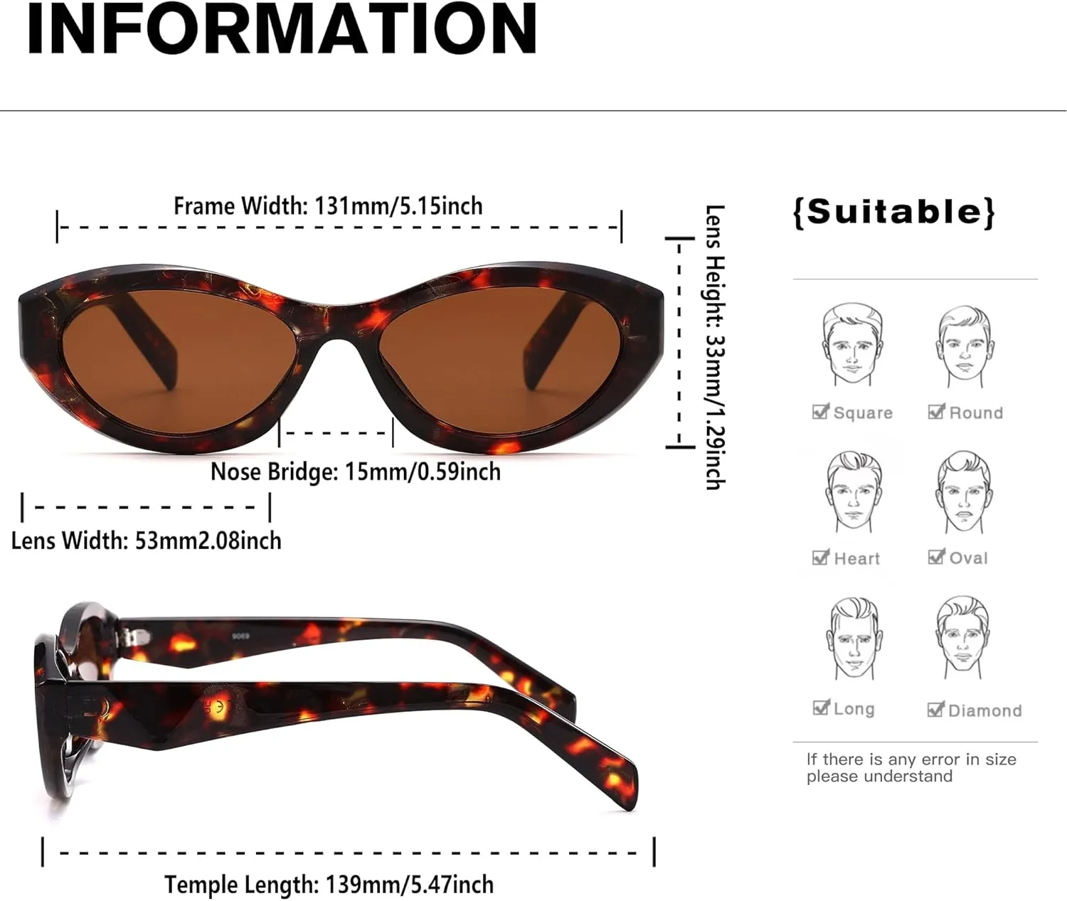 AZorb Retro Oval Sunglasses for Women Cat Eye Sun Glasses 90s Sunnies UV400 Protection