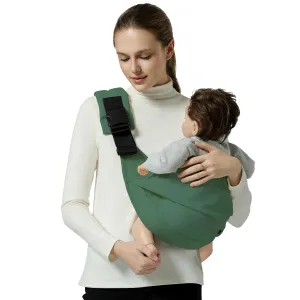 Baby Sling Carrier, Toddler Carrier Sling with Double Safety Buckle and Adjustable Shoulder Strap, Baby Carrier One Size Fits All, Dark Green