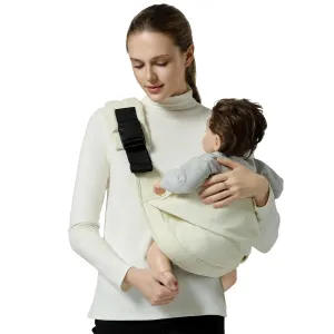 Baby Sling Carrier, Toddler Carrier Sling with Double Safety Buckle and Adjustable Shoulder Strap, Beige