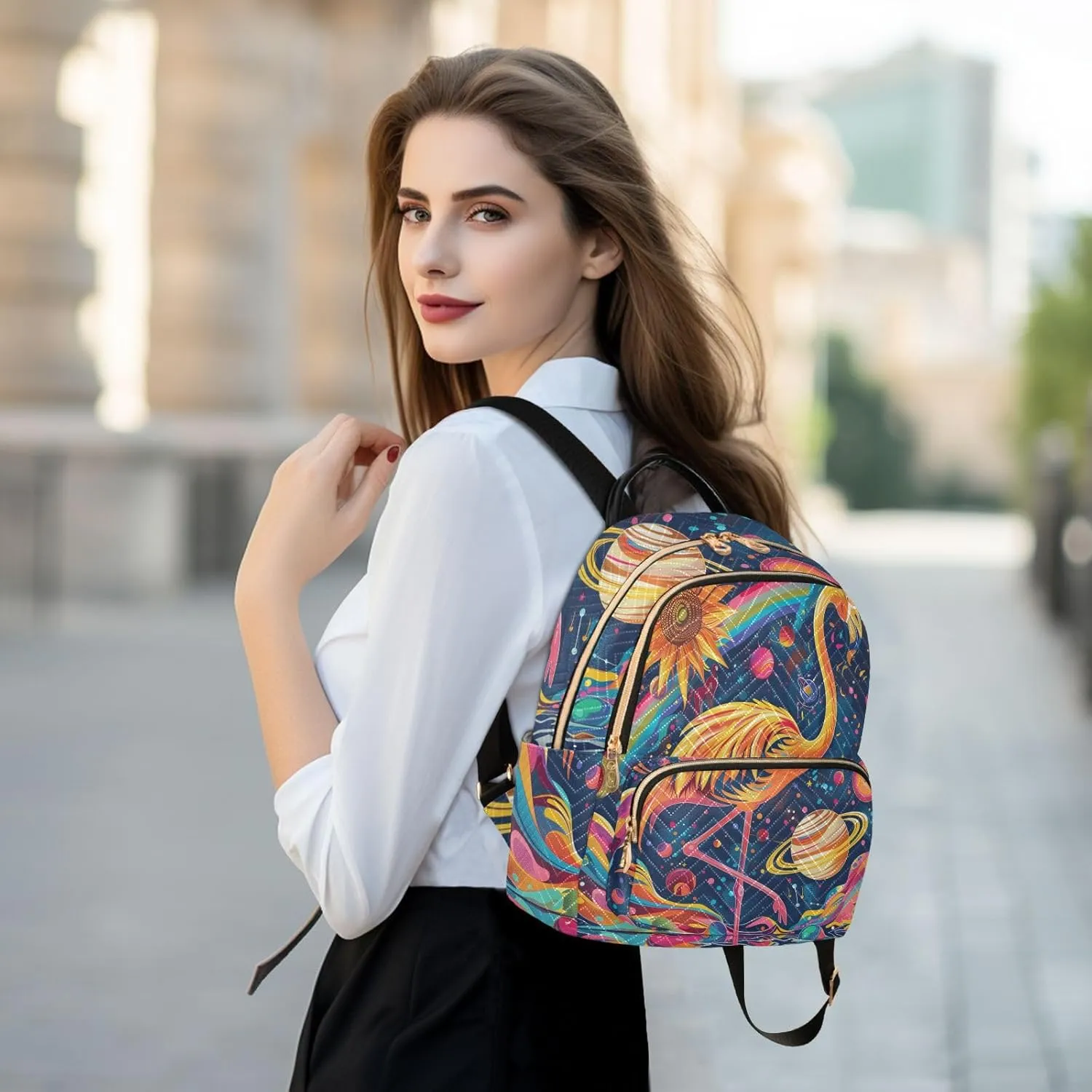 Backpack for Men and Women - Lightweight Laptop Backpack Casual Daypack for College Work Travel, Flamingo (23), Small