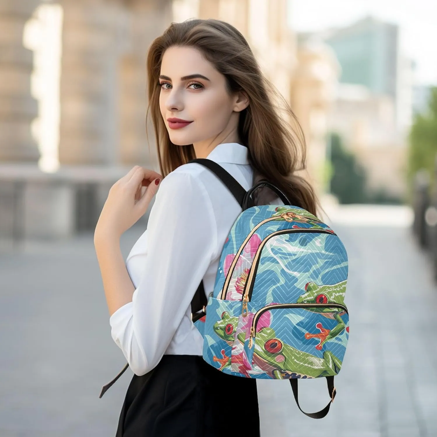 Backpack for Men and Women - Lightweight Laptop Backpack Casual Daypack for College Work Travel, Frog (17), Medium