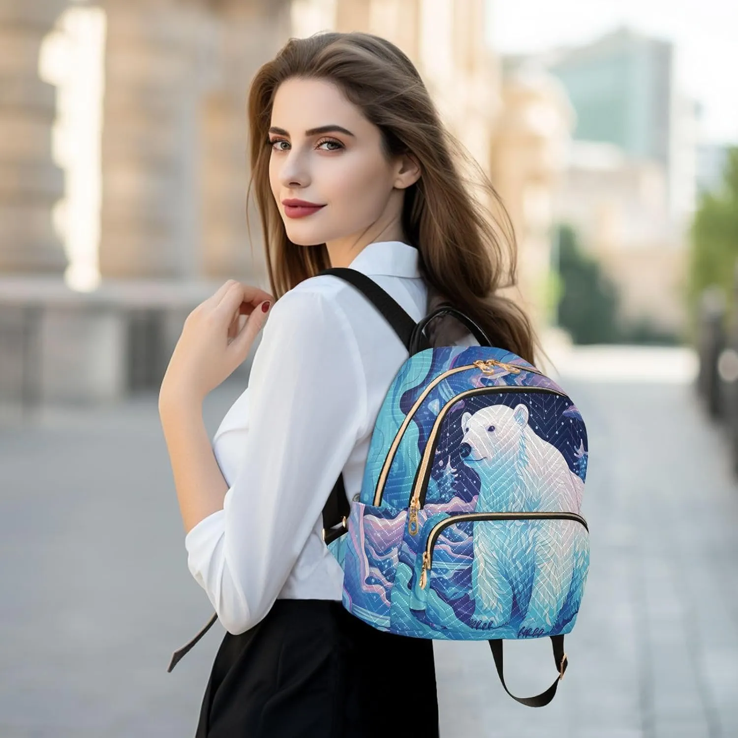 Backpack for Men and Women - Lightweight Laptop Backpack Casual Daypack for College Work Travel, Illustration Bear (6), Small