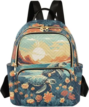 Backpack for Men and Women - Lightweight Laptop Backpack Casual Daypack for College Work Travel, Illustration Turtle (23), Small