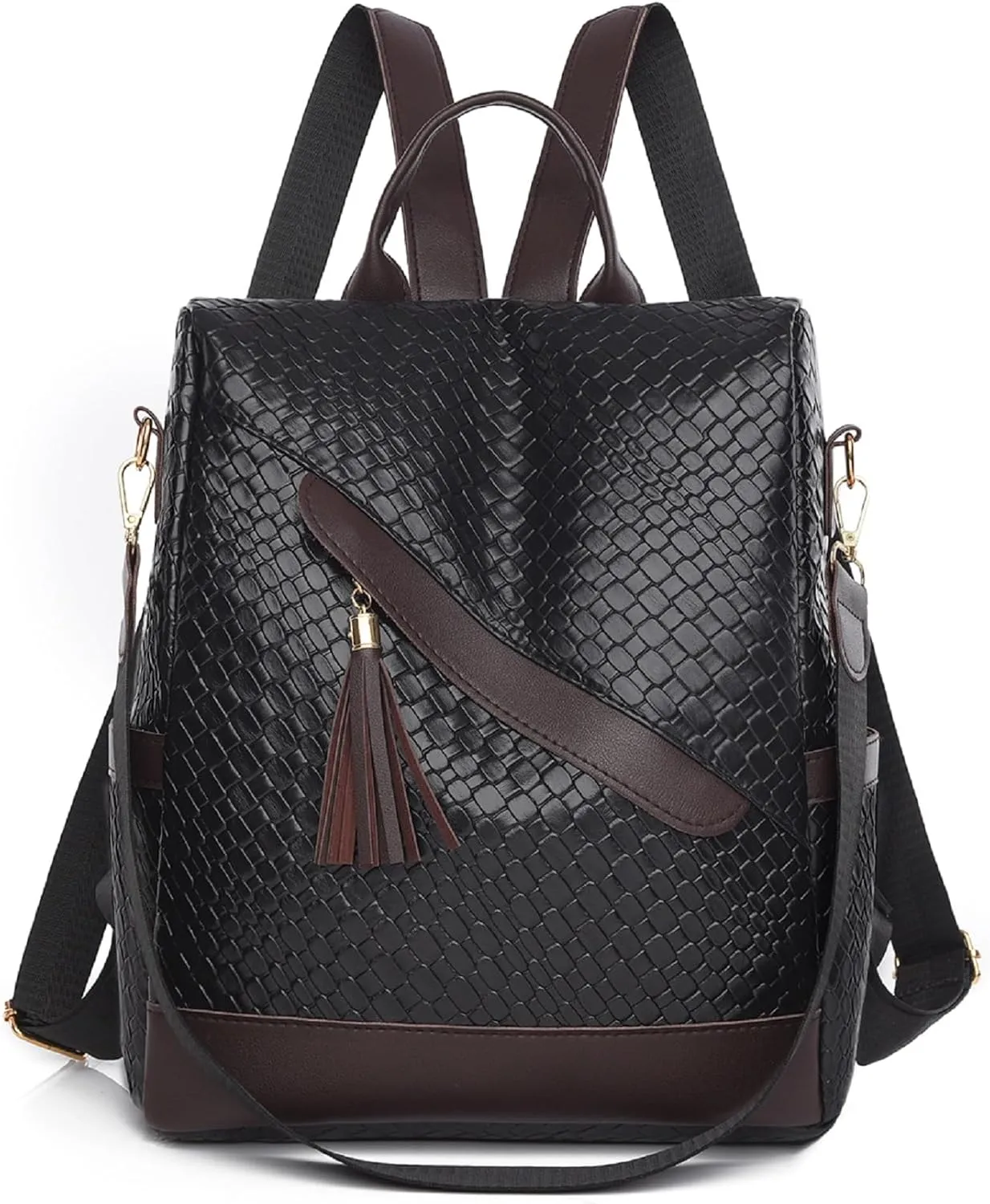 Backpack Purse for Women Leather Anti-theft Shoulder Bags Fashion Convertible Lightweight Travel Bag Women's Handbag (black)